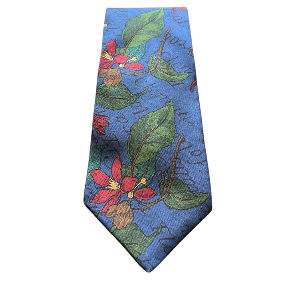 Liberty Men's Floral Silk Tie Blue Red Classic Dress Necktie